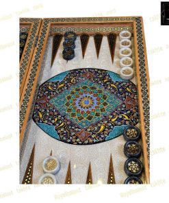 خرید تخته نرد خاتم نقاشی تذهیب فیروزه ای اصیل