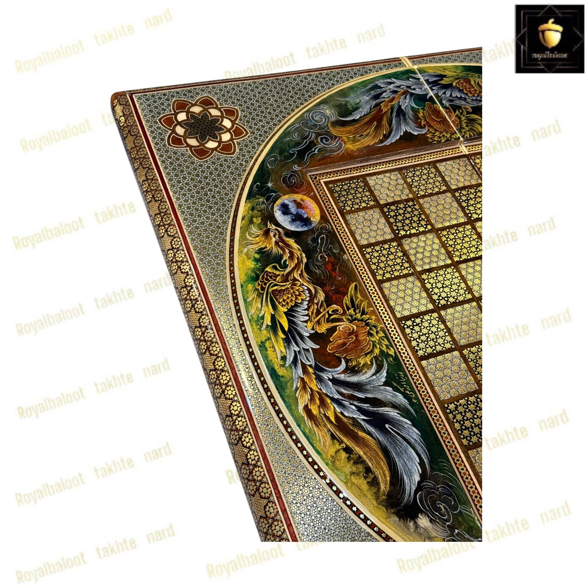 خرید تخته نرد خاتم نقاشی سیمرغ 60 سانتی کد 485 خرید تخته نرد خاتم نقاشی سیمرغ 60 سانتی