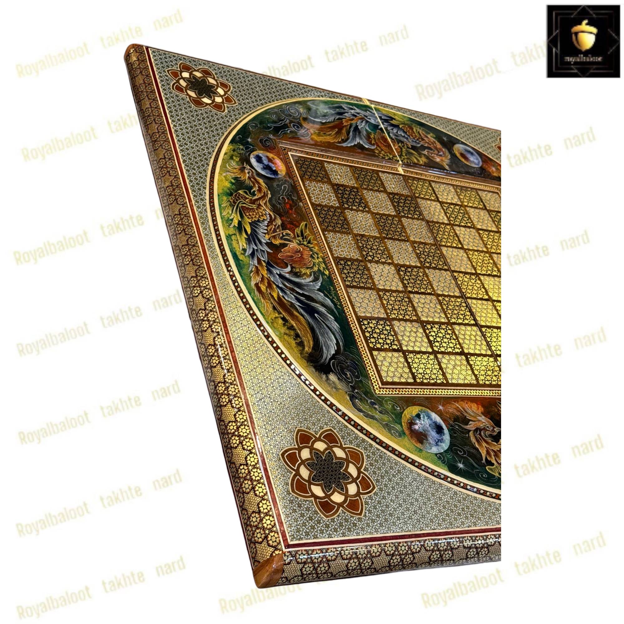 خرید تخته نرد خاتم نقاشی سیمرغ 60 سانتی کد 485 خرید تخته نرد خاتم نقاشی سیمرغ 60 سانتی