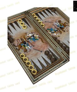 خرید تخته نرد خاتم نقاشی چوگان درشت