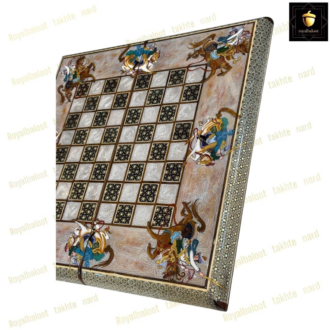خرید تخته نرد خاتم نقاشی چوگان درشت کد 464 خرید تخته نرد خاتم نقاشی چوگان درشت