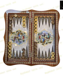 خرید تخته نرد خاتم نقاشی چوگان برجسته دالبری