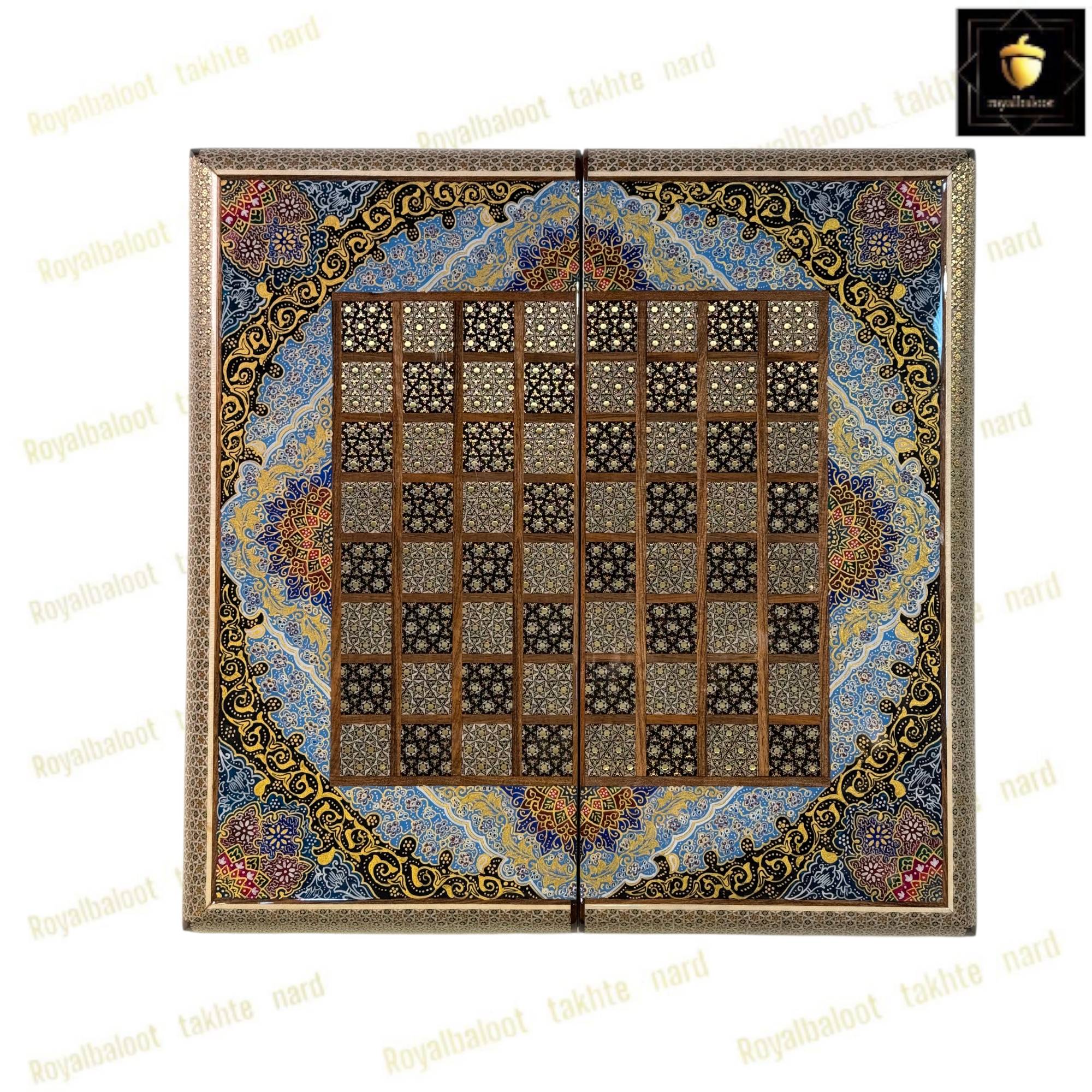 خرید تخته نرد خاتم نقاشی تذهیب پرکار کد 493 خرید تخته نرد خاتم نقاشی نذهیب پرکار