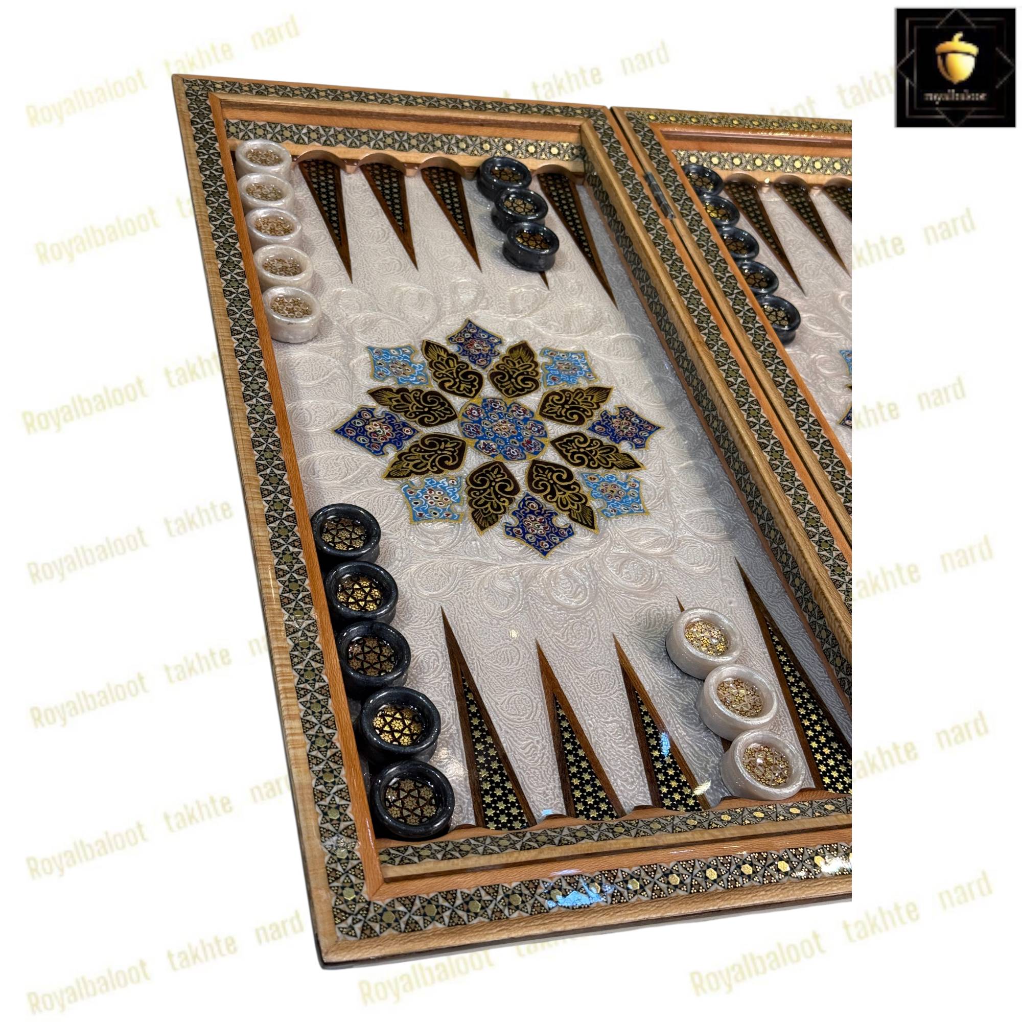 خرید تخته نرد خاتم نقاشی تذهیب پرکار کد 493 خرید تخته نرد خاتم نقاشی نذهیب پرکار