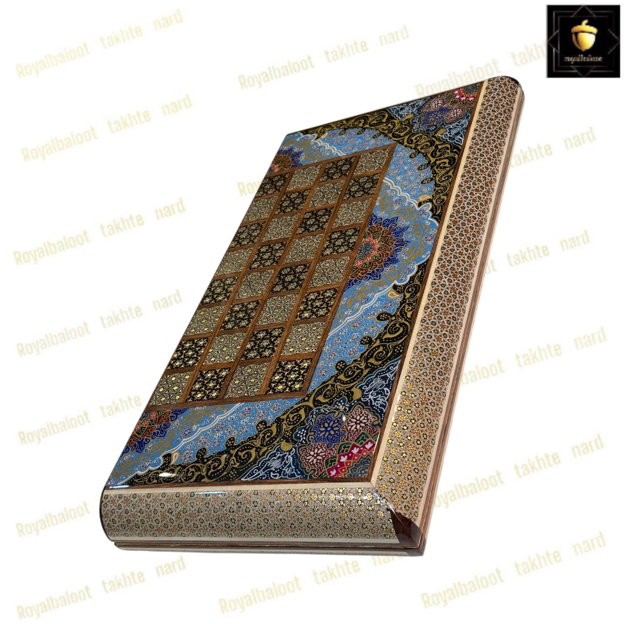 خرید تخته نرد خاتم نقاشی تذهیب پرکار کد 493 خرید تخته نرد خاتم نقاشی نذهیب پرکار