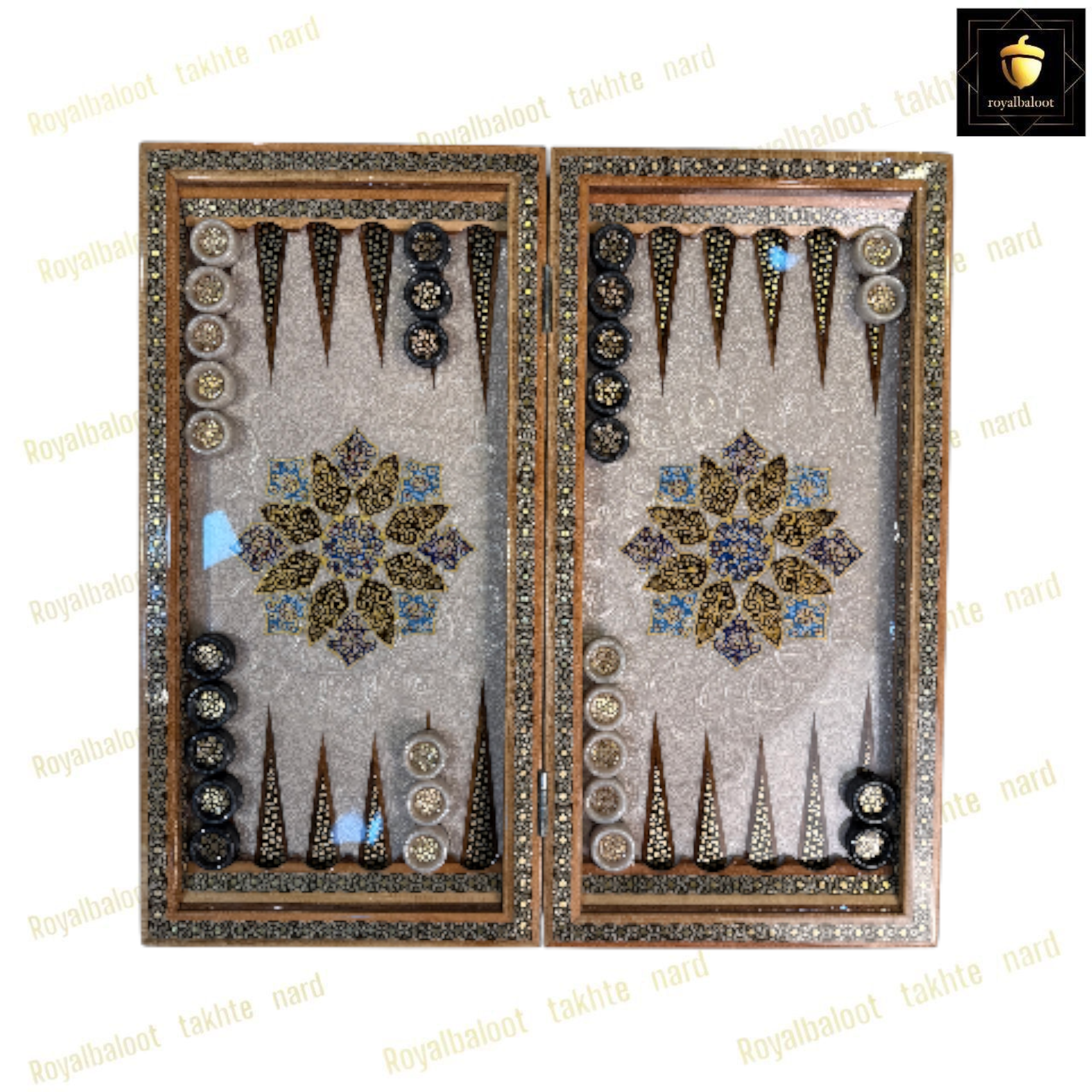 خرید تخته نرد خاتم نقاشی تذهیب پرکار کد 493 خرید تخته نرد خاتم نقاشی نذهیب پرکار