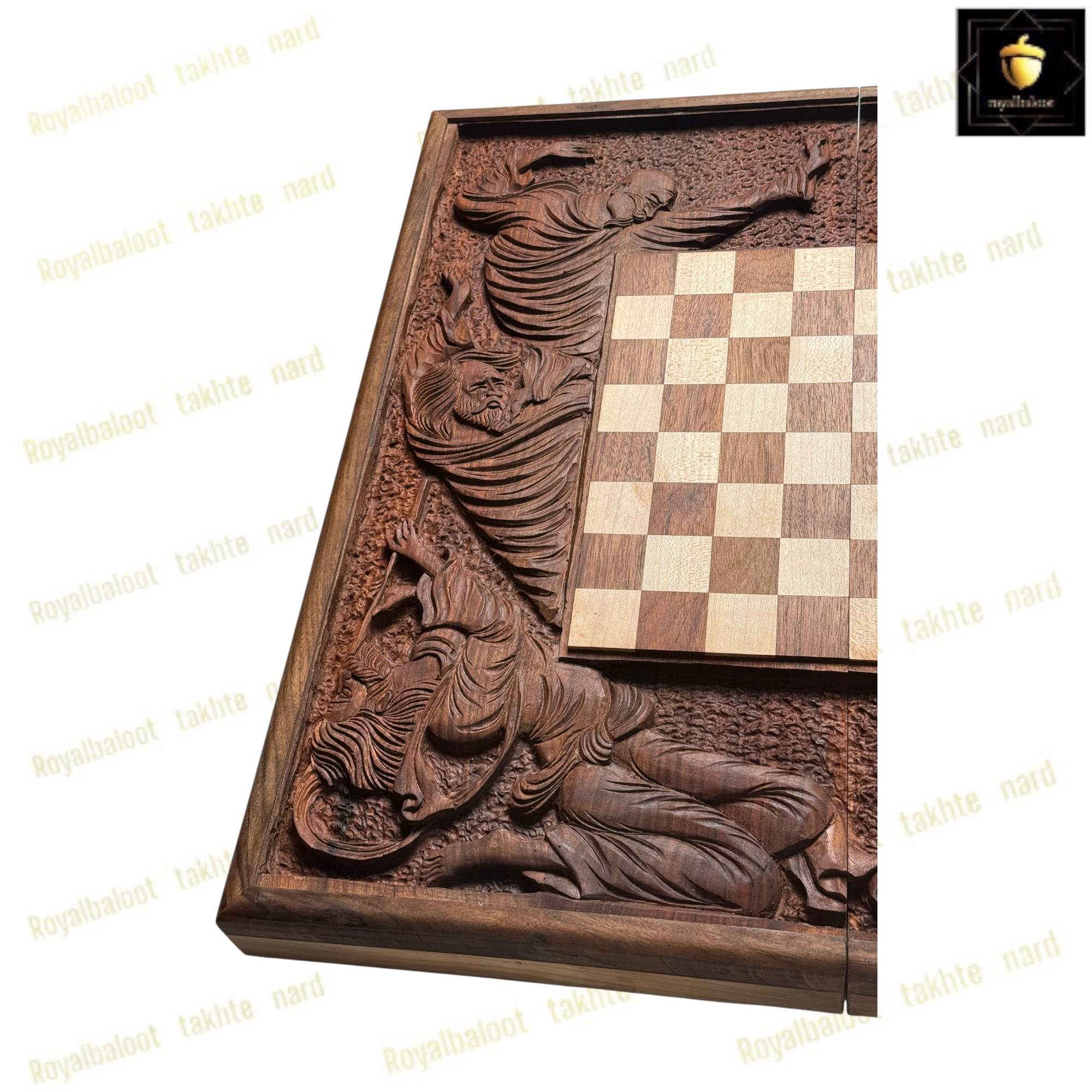 خرید تخته نرد دور شطرنج منبت فلسفه 60 سانتی کد 496 خرید تخته نرد دور شطرنج منبت فلسفه 60 سانتی