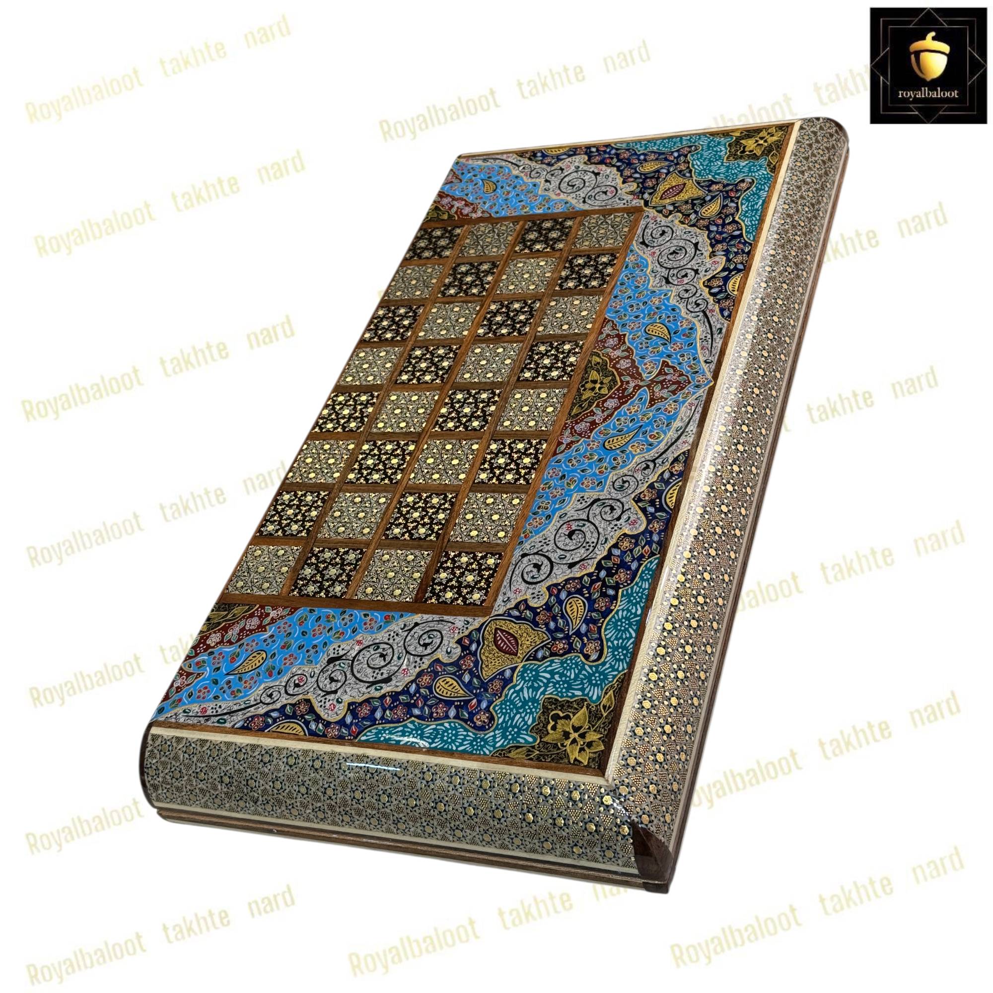 خرید تخته نرد خاتم نقاشی تذهیب اعلا کد 489 خرید تخته نرد خاتم نقاشی تذهیب اعلا