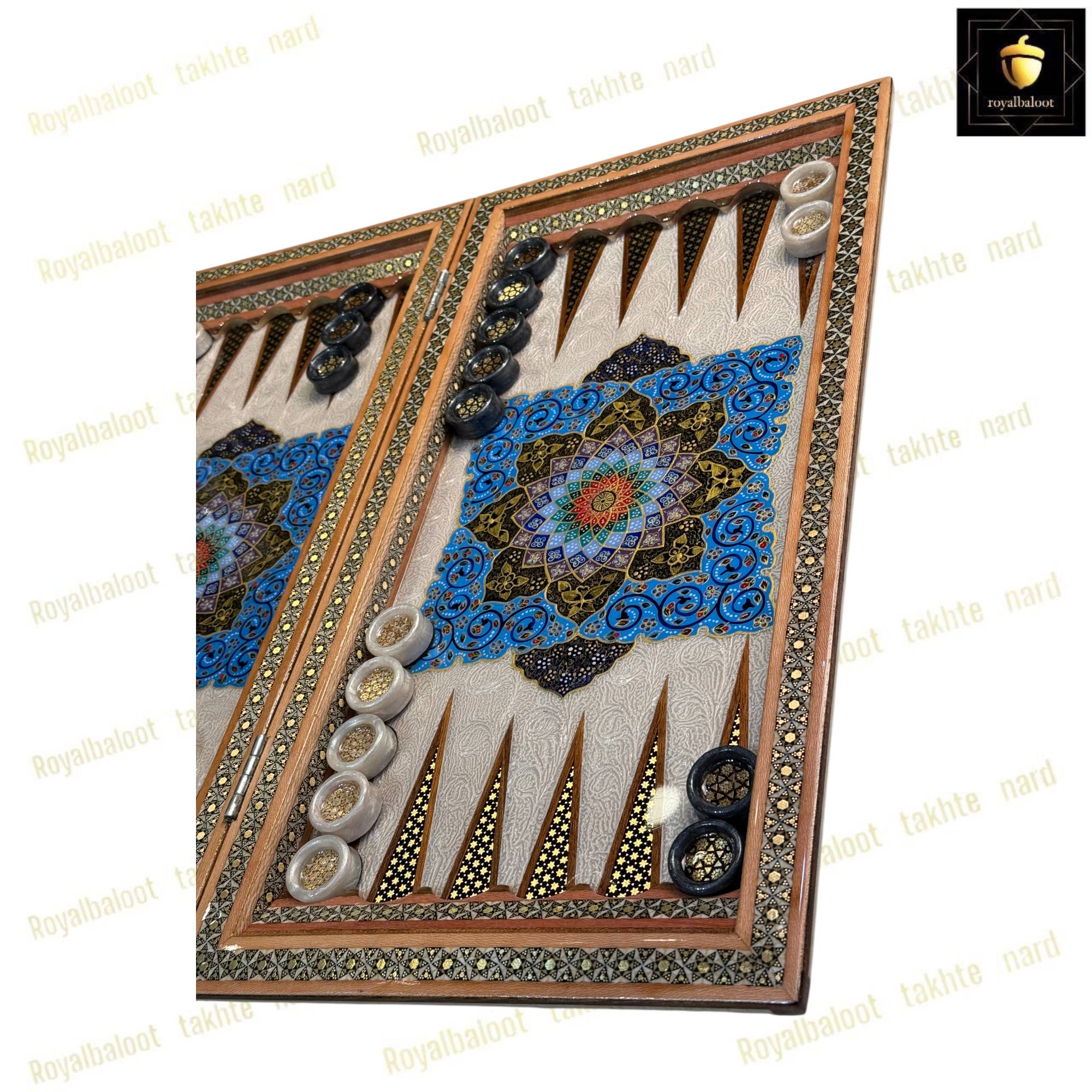 خرید تخته نرد خاتم نقاشی تذهیب اعلا کد 489 خرید تخته نرد خاتم نقاشی تذهیب اعلا