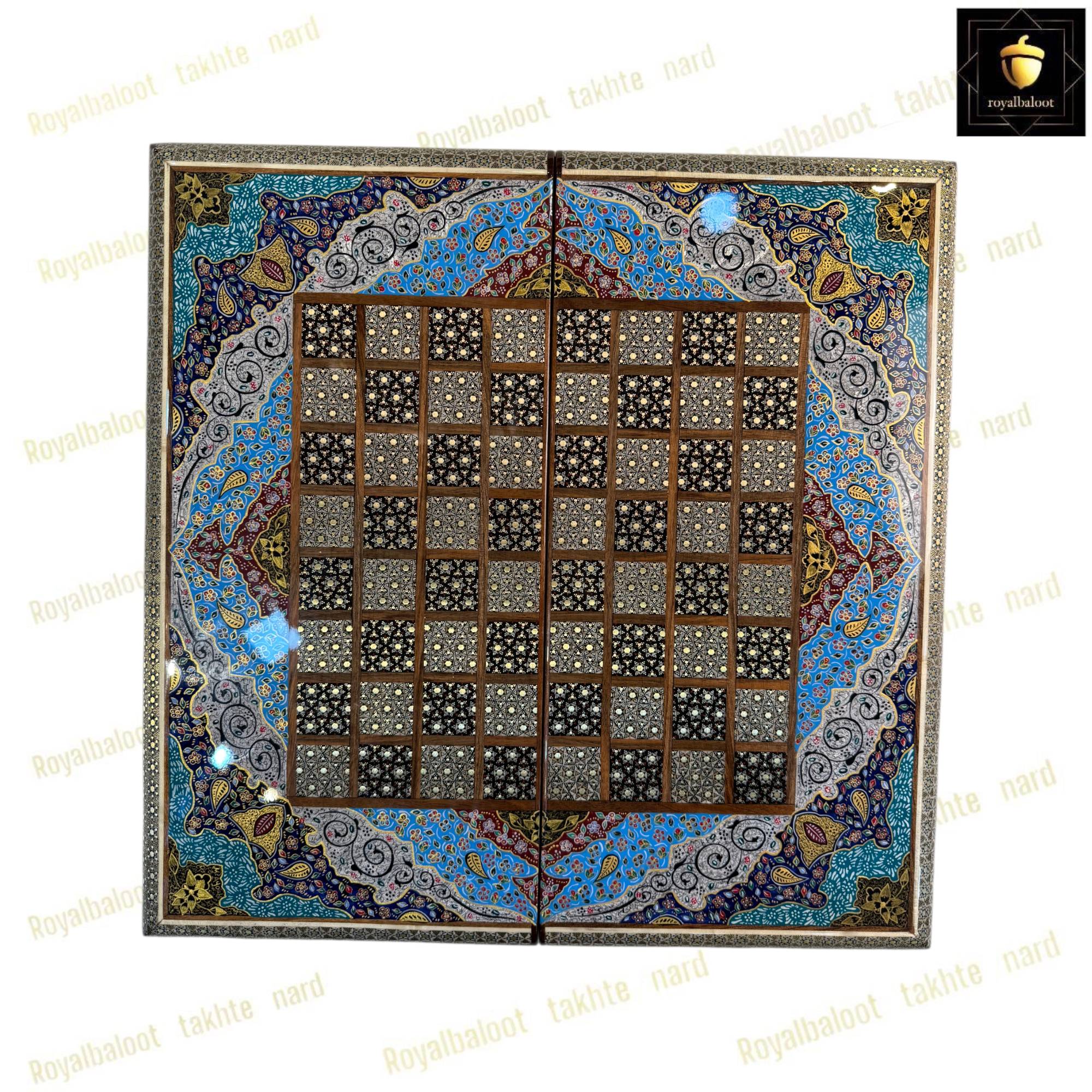 خرید تخته نرد خاتم نقاشی تذهیب اعلا کد 489 خرید تخته نرد خاتم نقاشی تذهیب اعلا