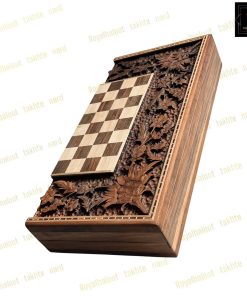 خرید تخته نرد گردو منبت حاشه شطرنج گل وحشی