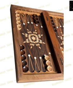 خرید تخته نرد گردو منبت حاشه شطرنج گل وحشی