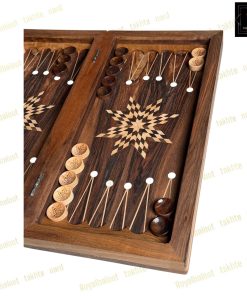 خرید تخته نرد گردو منبت حاشه شطرنج گل وحشی