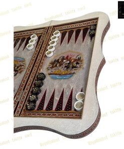 خرید تخته نرد خاتم نقاشی تذهیب و شکار دالبری کد 499 خرید تخته نرد خاتم نقاشی تذهیب و شکار دالبری