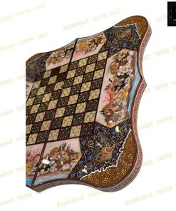 خرید تخته نرد خاتم نقاشی تذهیب و شکار دالبری کد 499 خرید تخته نرد خاتم نقاشی تذهیب و شکار دالبری