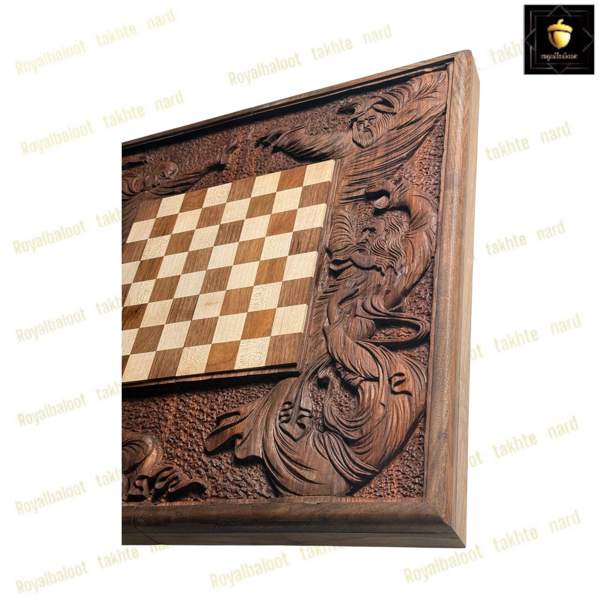 خرید تخته نرد دور شطرنج منبت فلسفه 60 سانتی کد 496 خرید تخته نرد دور شطرنج منبت فلسفه 60 سانتی