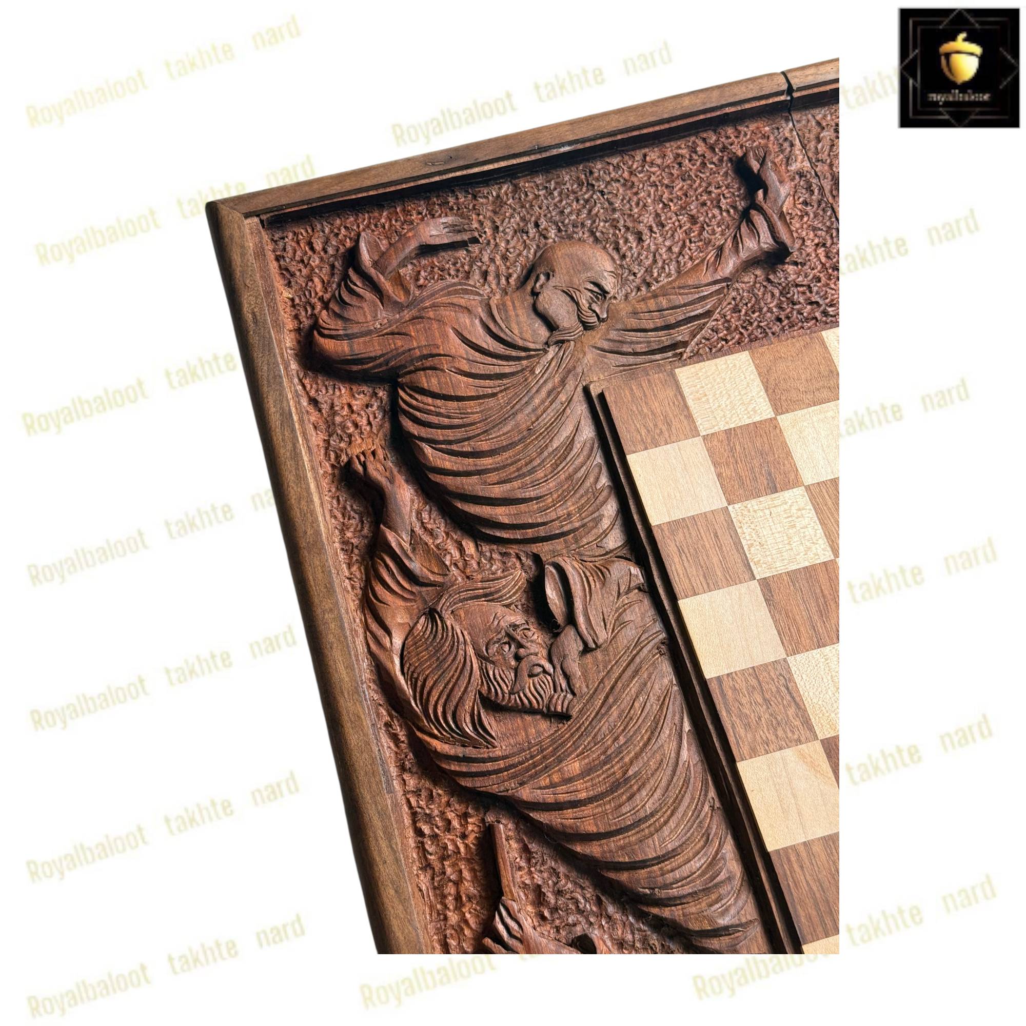 خرید تخته نرد دور شطرنج منبت فلسفه 60 سانتی کد 496 خرید تخته نرد دور شطرنج منبت فلسفه 60 سانتی