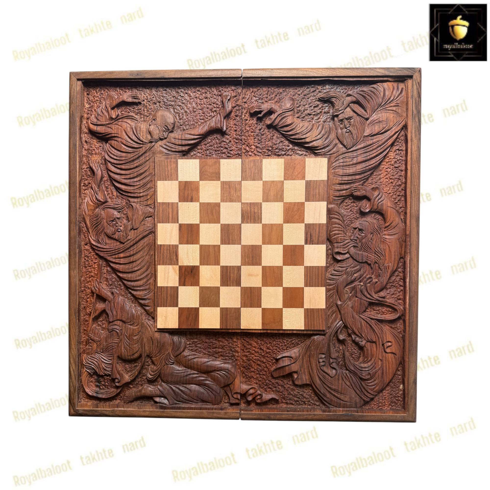 خرید تخته نرد دور شطرنج منبت فلسفه 60 سانتی کد 496 خرید تخته نرد دور شطرنج منبت فلسفه 60 سانتی