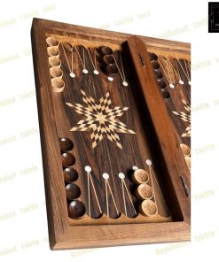 خرید تخته نرد گردو منبت حاشه شطرنج گل وحشی