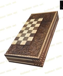 خرید تخته نرد گردو حاشیه شطرنج منبت 55 سانتی