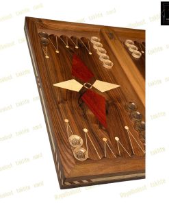 خرید تخته نرد گردو حاشیه شطرنج منبت 55 سانتی