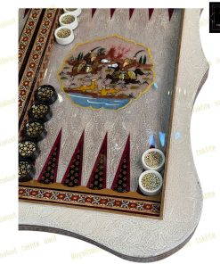 خرید تخته نرد خاتم نقاشی تذهیب و شکار دالبری کد 499 خرید تخته نرد خاتم نقاشی تذهیب و شکار دالبری
