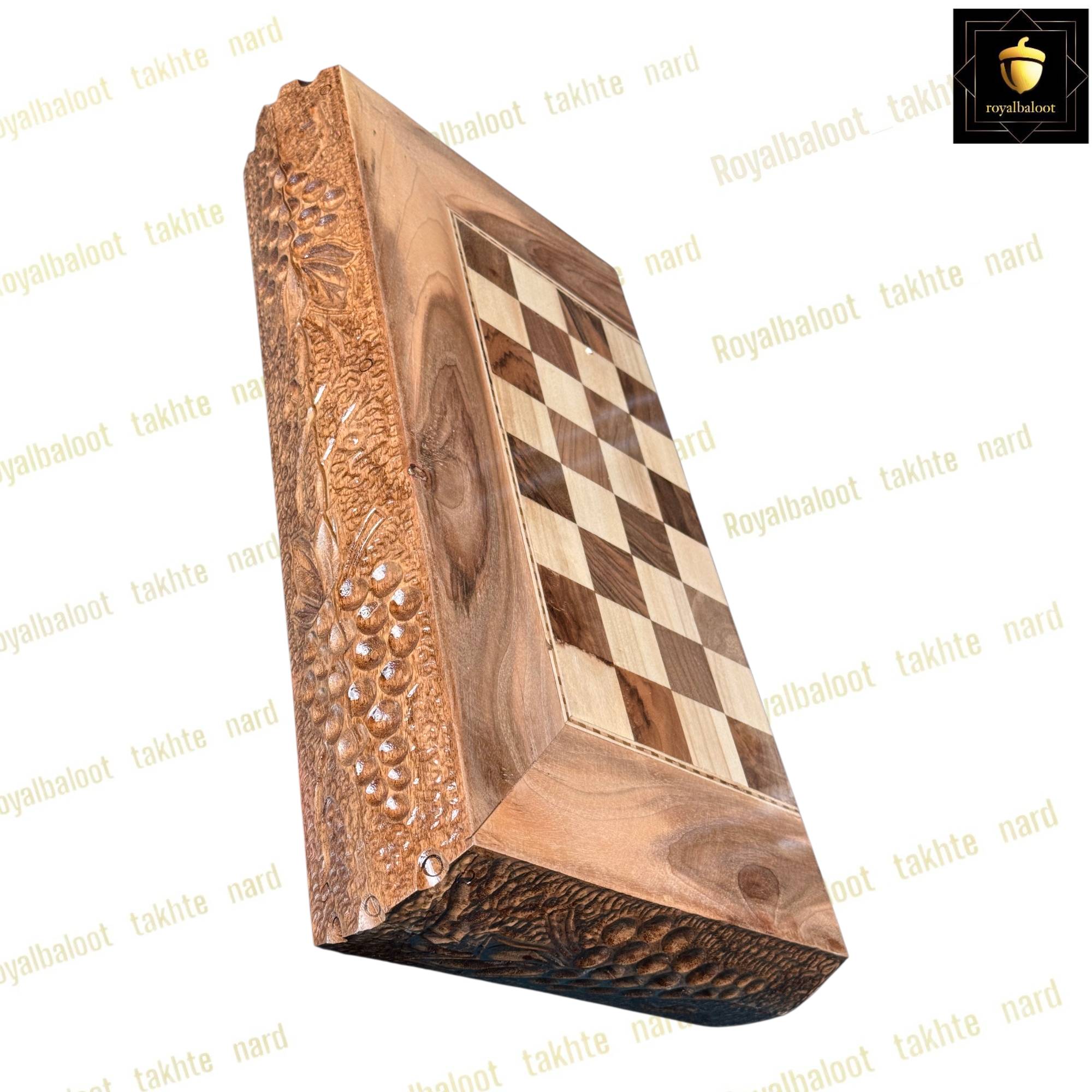 خرید تخته نرد گردو دور منبت انگور ریشه کد 526 خرید تخته نرد گردو دور منبت انگور ریشه