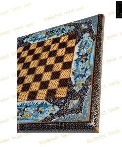 خرید تخته نرد خاتم نقاشی تذهیب و شکار فیروزه ای