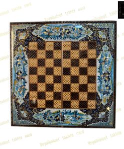 خرید تخته نرد خاتم نقاشی تذهیب و شکار فیروزه ای