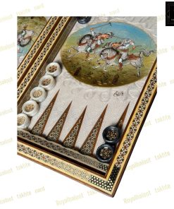 خرید تخته نرد خاتم نقاشی چوگان لاکچری کد 525