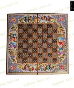 خرید تخته نرد خاتم نقاشی چوگان برجسته کد 524