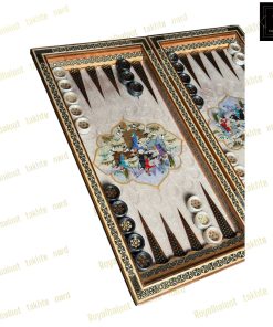 خرید تخته نرد خاتم نقاشی چوگان برجسته کد 524