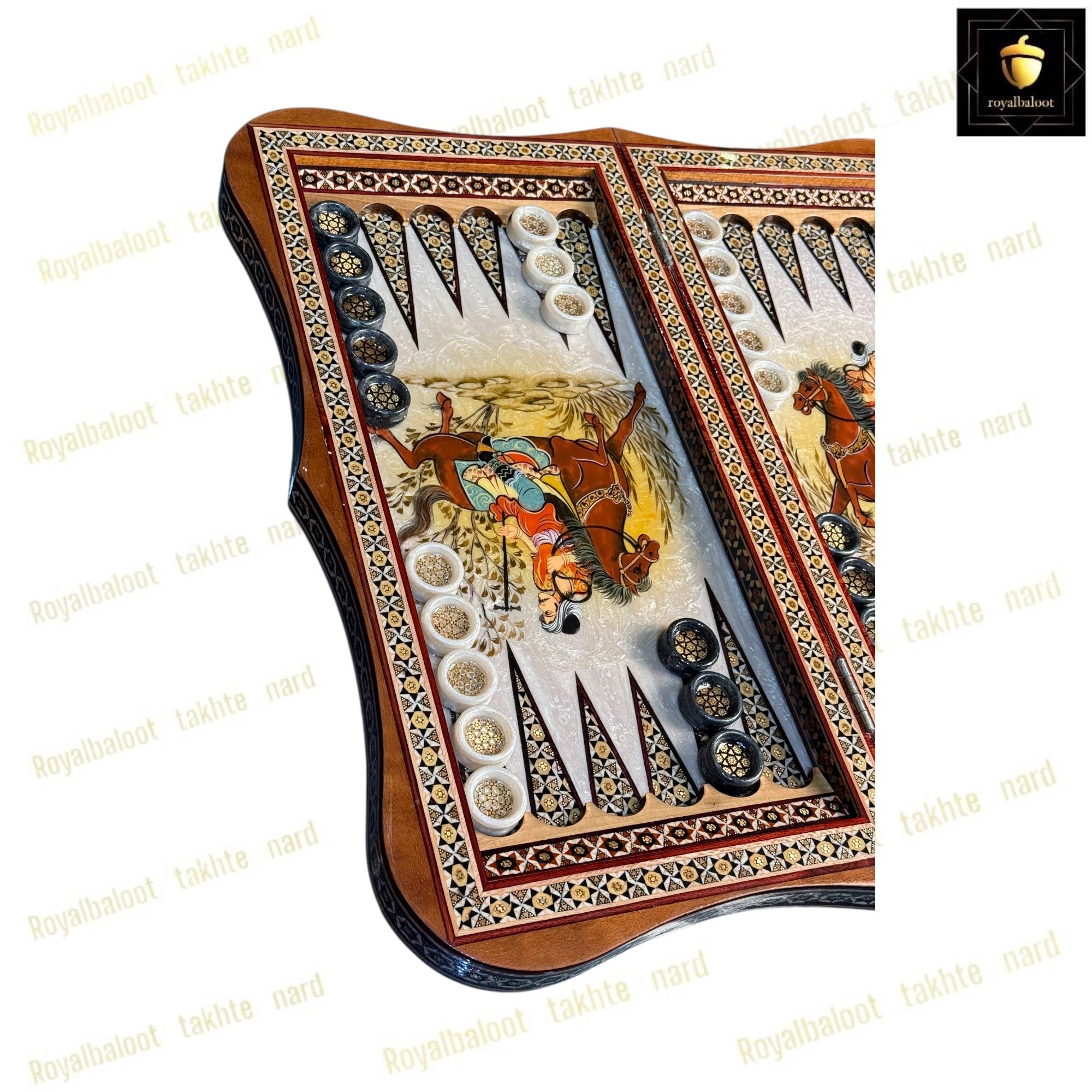 خرید تخته نرد خاتم نقاشی چوگان سه بعدی دالبری کد 523 خرید تخته نرد خاتم نقاشی چوگان سه بعدی دالبری