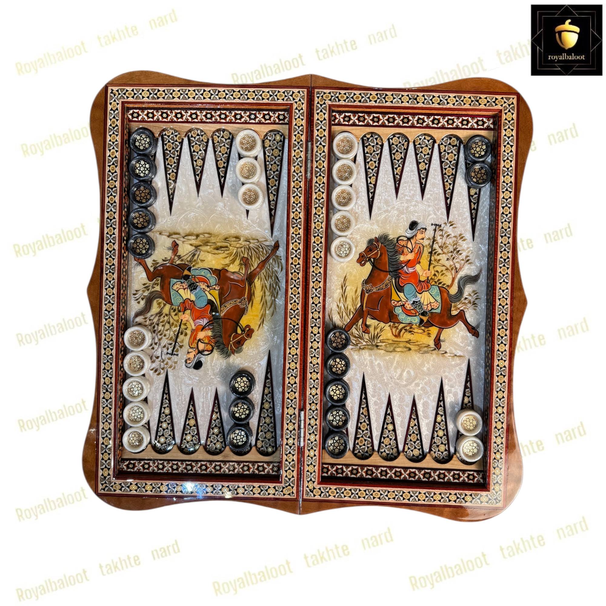 خرید تخته نرد خاتم نقاشی چوگان سه بعدی دالبری کد 523 خرید تخته نرد خاتم نقاشی چوگان سه بعدی دالبری