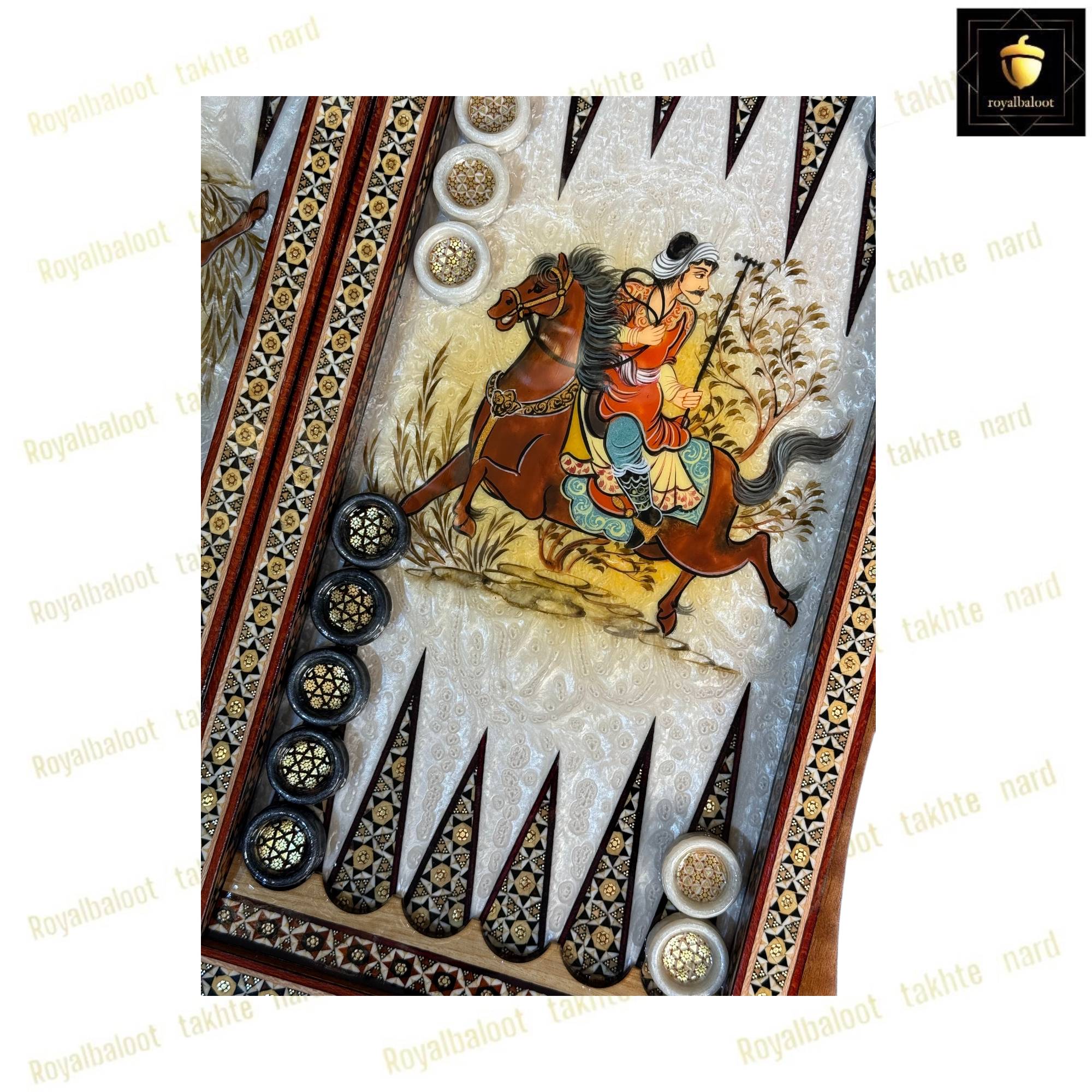 خرید تخته نرد خاتم نقاشی چوگان سه بعدی دالبری کد 523 خرید تخته نرد خاتم نقاشی چوگان سه بعدی دالبری