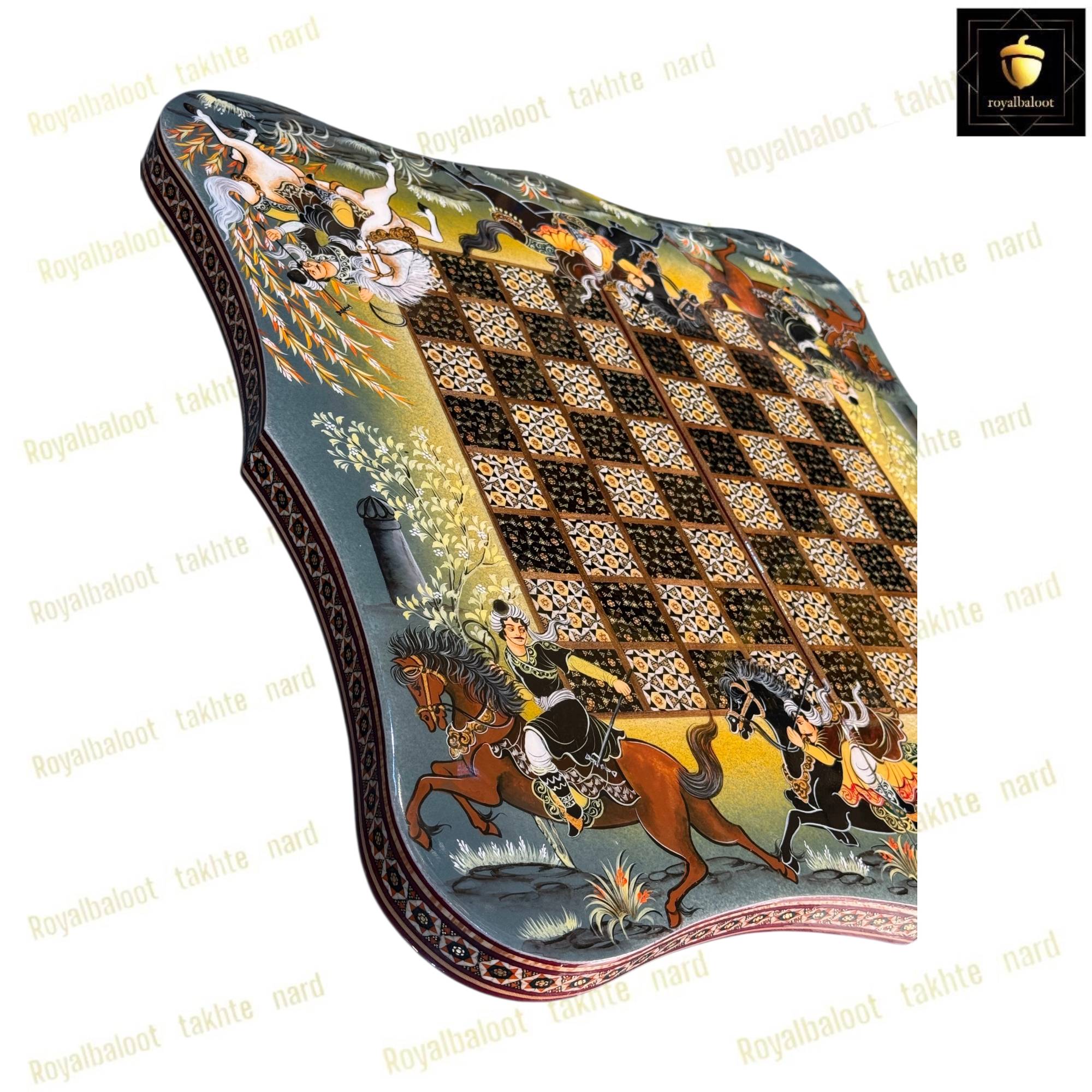 خرید تخته نرد خاتم نقاشی چوگان سه بعدی دالبری کد 523 خرید تخته نرد خاتم نقاشی چوگان سه بعدی دالبری