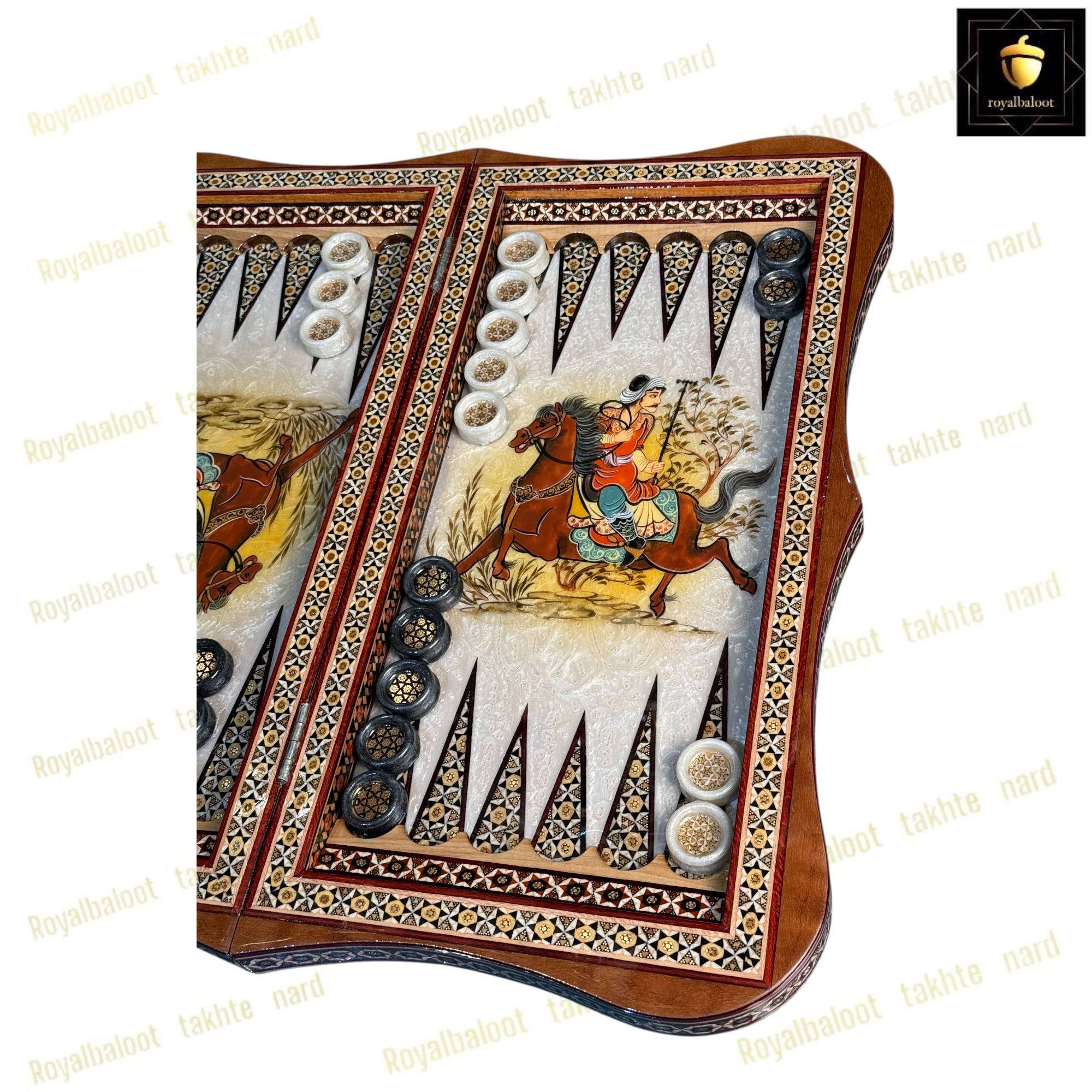 خرید تخته نرد خاتم نقاشی چوگان سه بعدی دالبری کد 523 خرید تخته نرد خاتم نقاشی چوگان سه بعدی دالبری