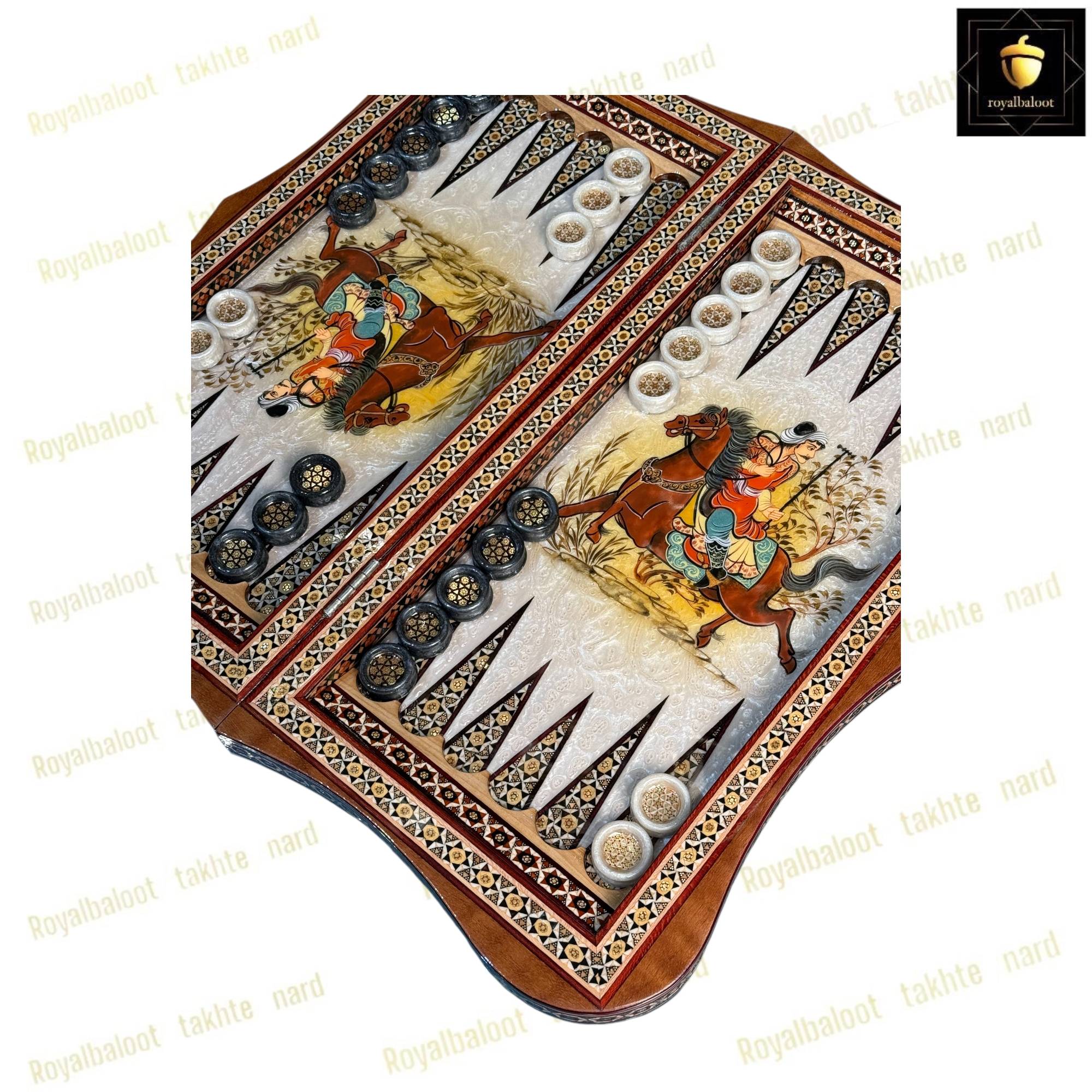 خرید تخته نرد خاتم نقاشی چوگان سه بعدی دالبری کد 523 خرید تخته نرد خاتم نقاشی چوگان سه بعدی دالبری