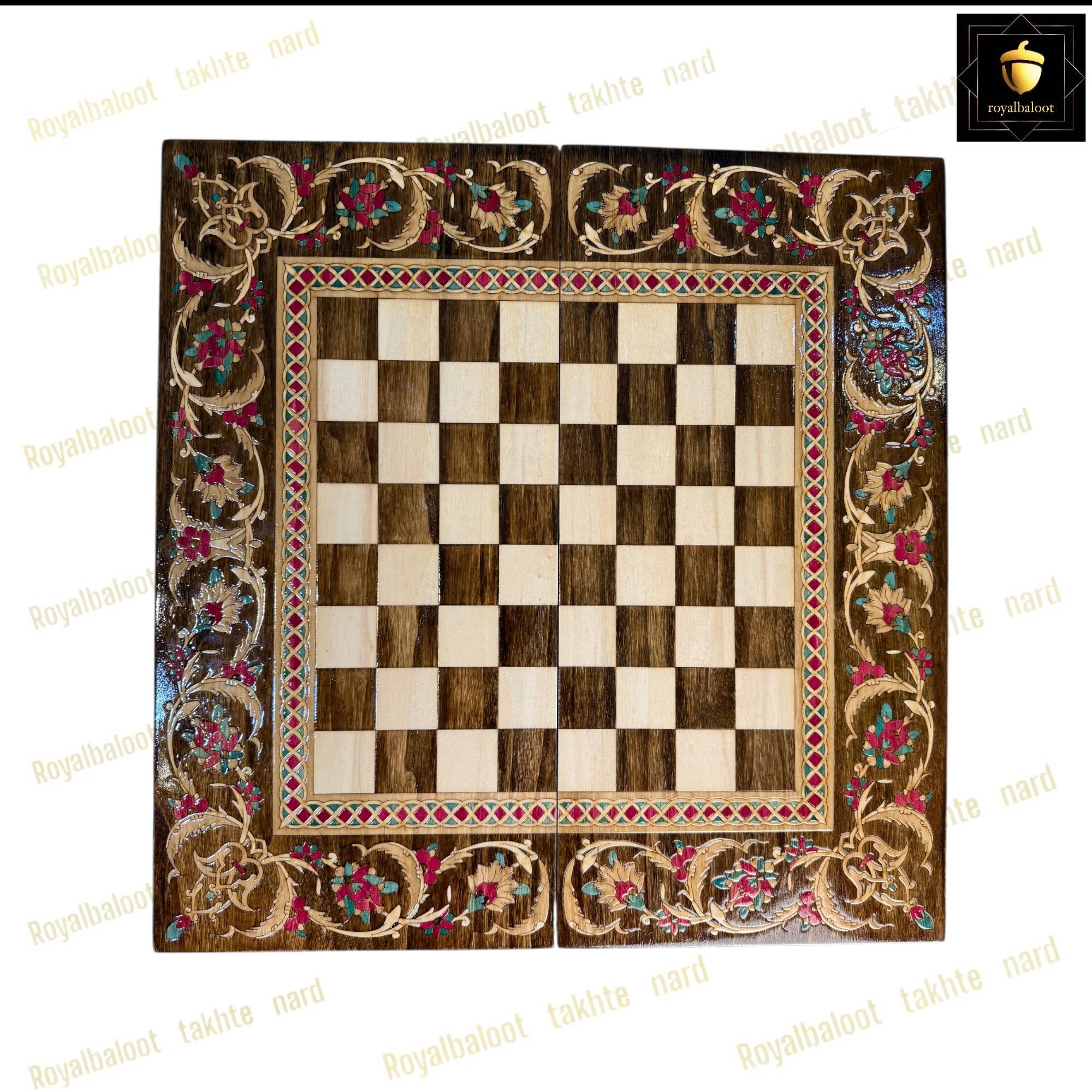 خرید تخته نرد راش معرق اسب طلایی کد 550 خرید تخته نرد راش معرق اسب طلایی کد 550