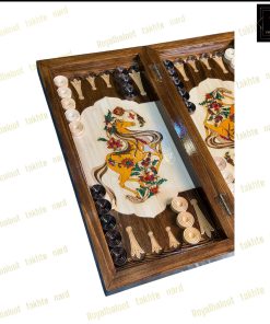 خرید تخته نرد راش معرق اسب طلایی کد 550 خرید تخته نرد راش معرق اسب طلایی کد 550