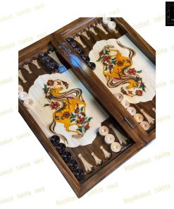 خرید تخته نرد راش معرق اسب طلایی کد 550 خرید تخته نرد راش معرق اسب طلایی کد 550