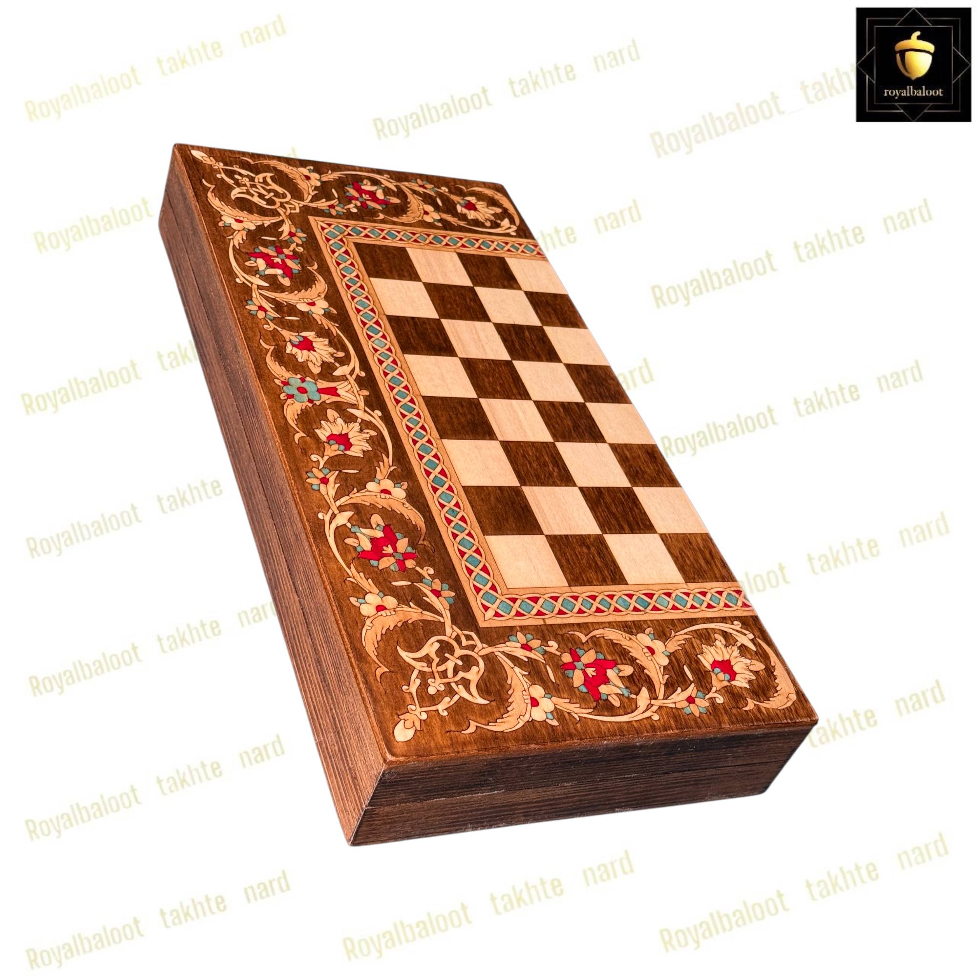 خرید تخته نرد راش معرق اسب طلایی کد 550 خرید تخته نرد راش معرق اسب طلایی کد 550