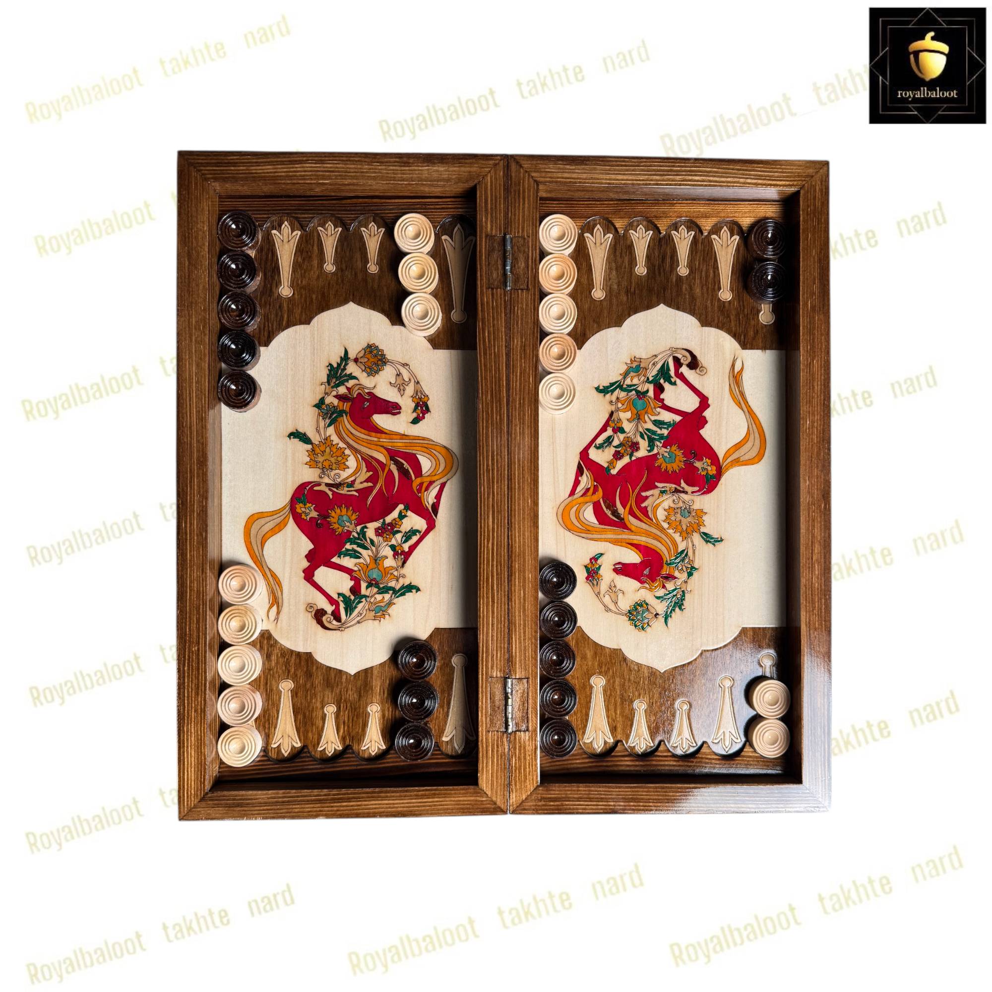 خرید تخته نرد راش معرق اسب سرخ کد 549 خرید تخته نرد راش معرق اسب سرخ کد 549