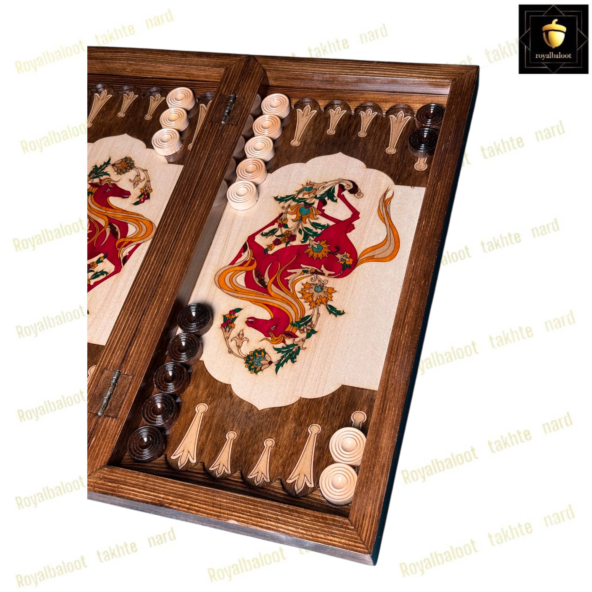 خرید تخته نرد راش معرق اسب سرخ کد 549 خرید تخته نرد راش معرق اسب سرخ کد 549